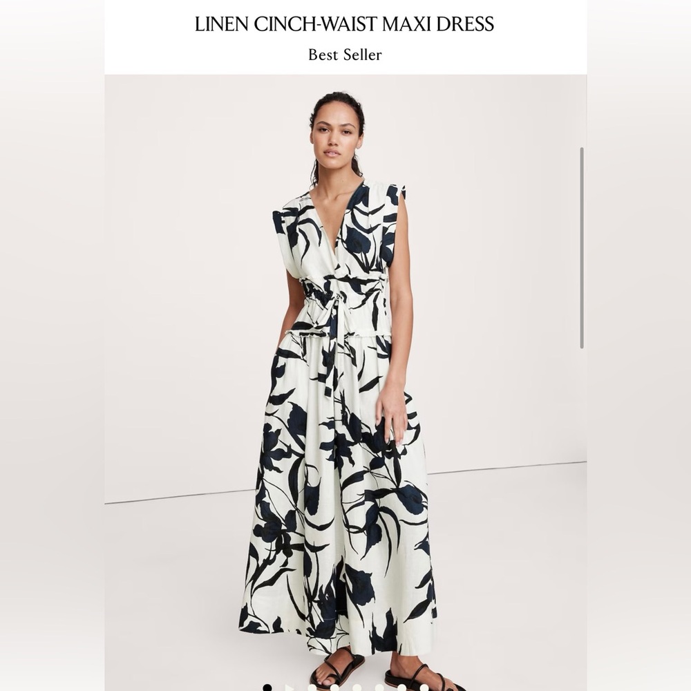 Linen Cinch-Waist Maxi Dress